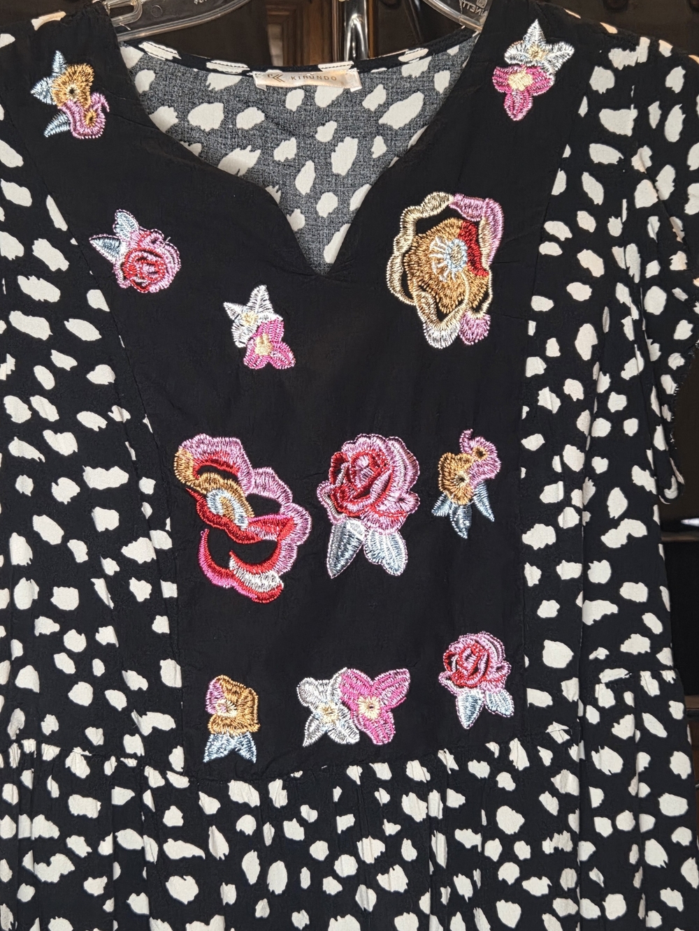 Embroidered Floral Black & White Mini Dress